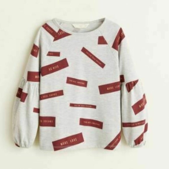 Mango Kids 11 12 Years Print Messages Cotton T-Shi - Picture 1 of 6